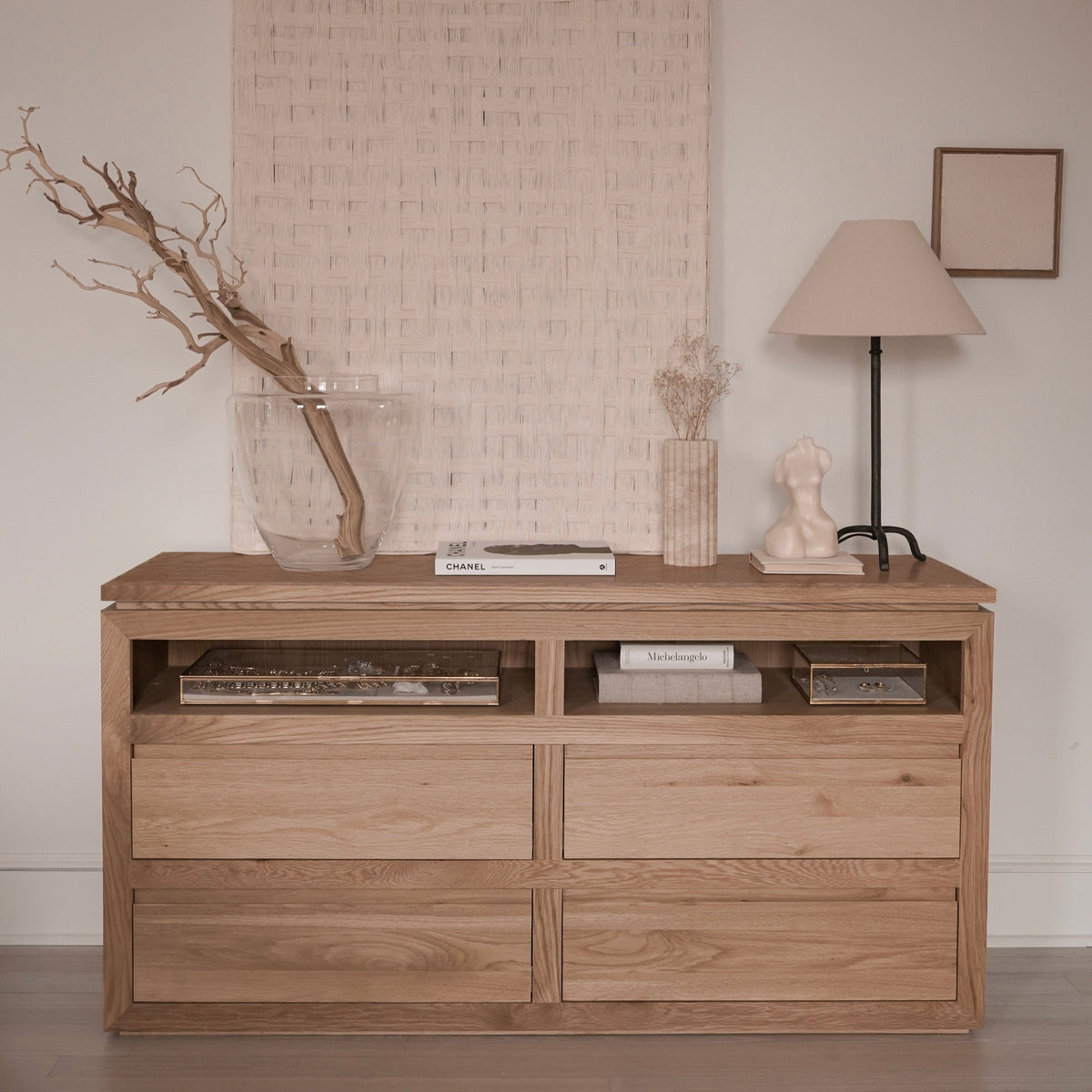 Sofita dresser used as low storage cabinet in living space