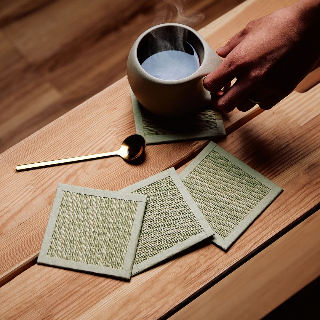 Tatami Omote Coasters - Light Reed Weave