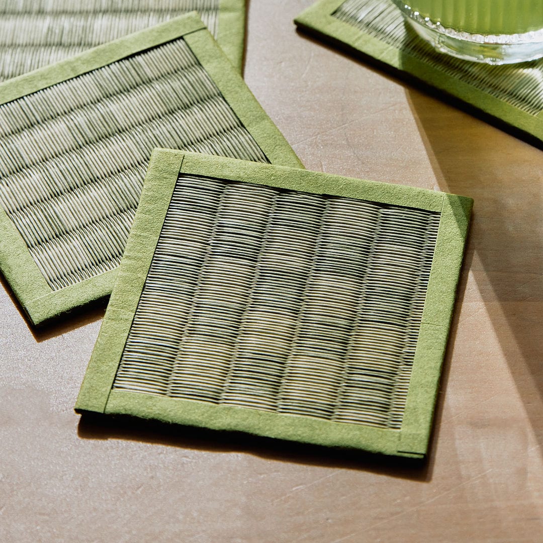 Tatami Omote Coasters - Fresh Green Checkered