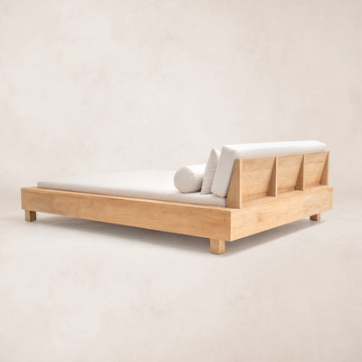 Teak outdoor daybed with performance cushions