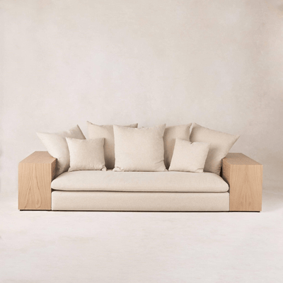 Topa Topa sofa with solid wood sides and neutral linen upholstery