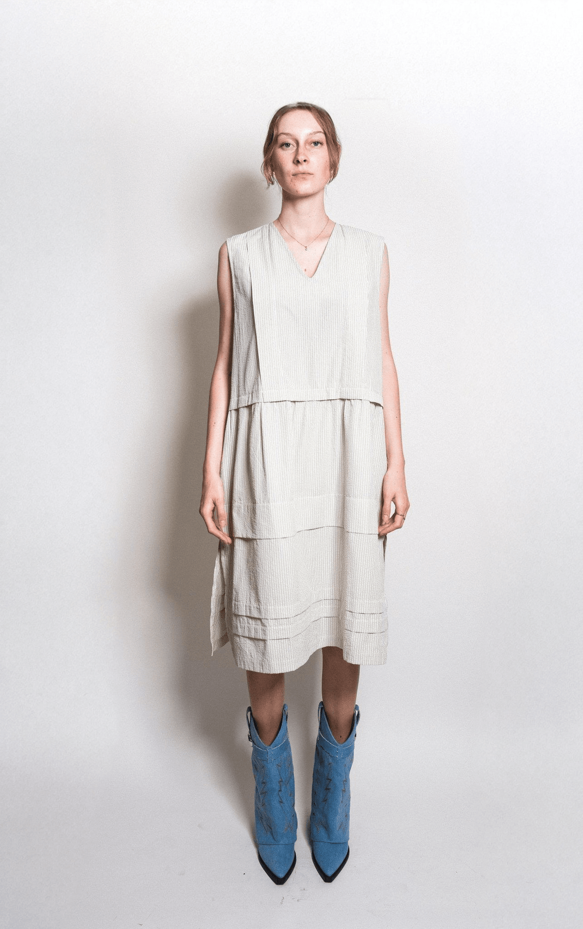 Tuck Dress in Seersucker