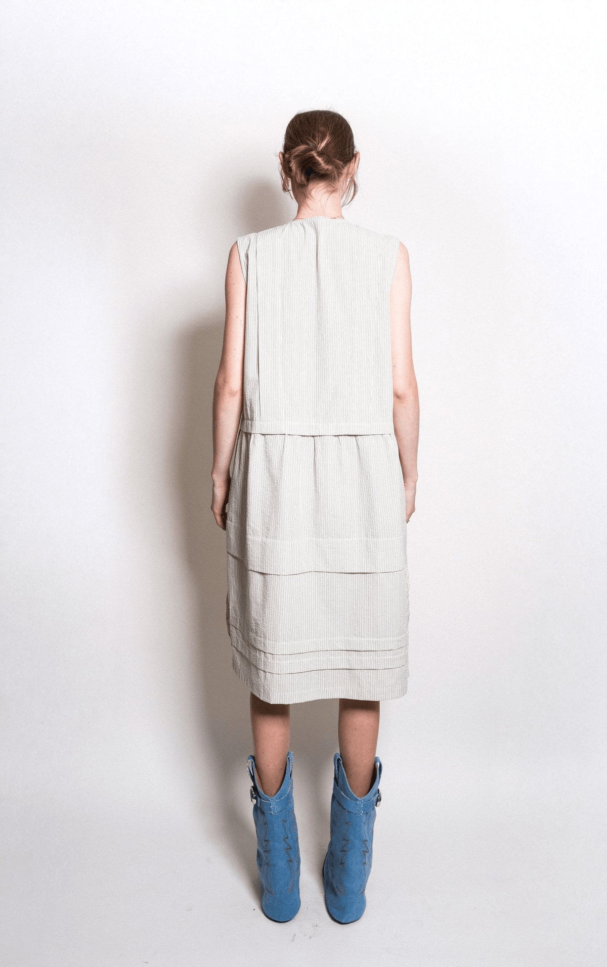 Tuck Dress in Seersucker