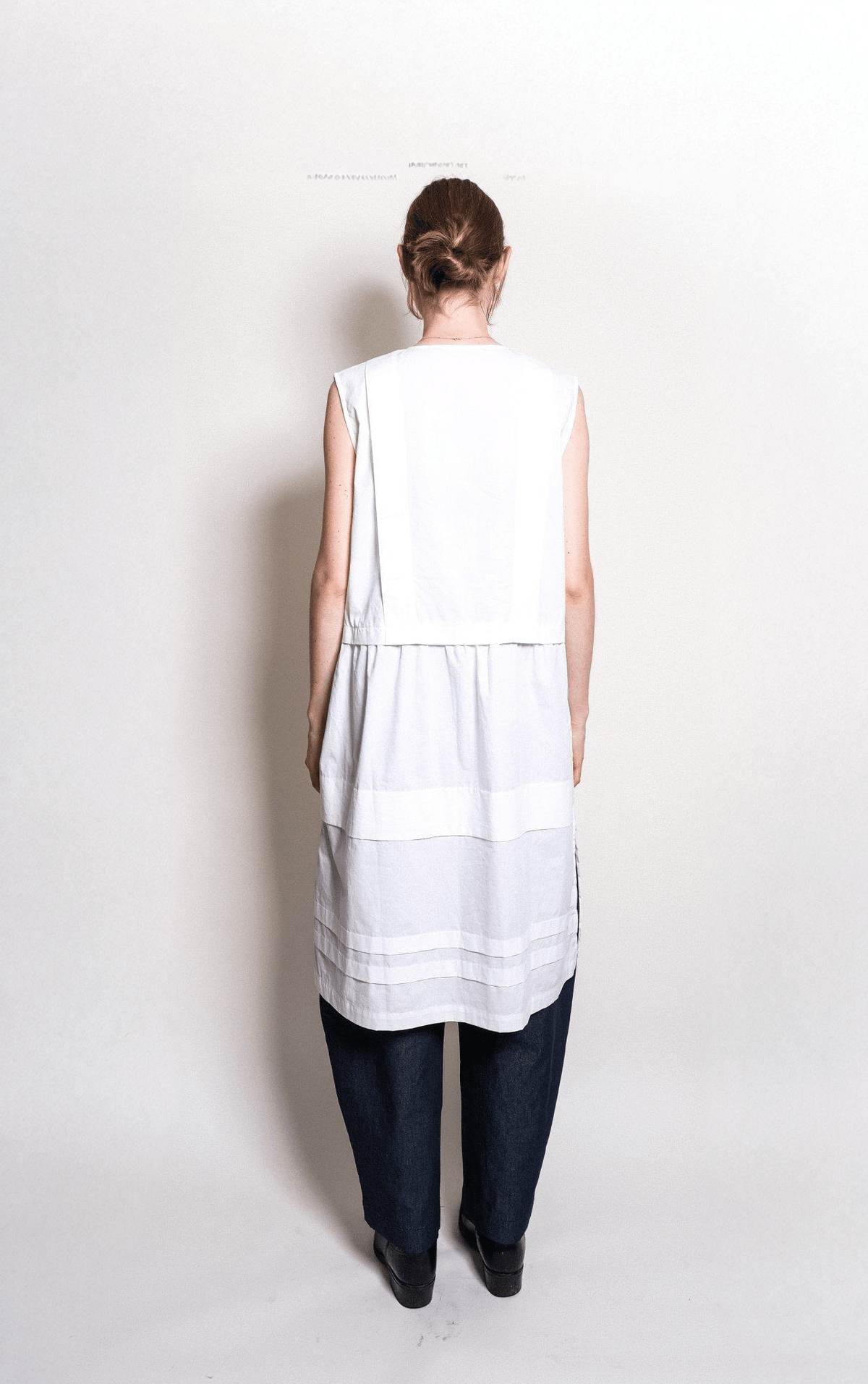 Tuck Dress in White