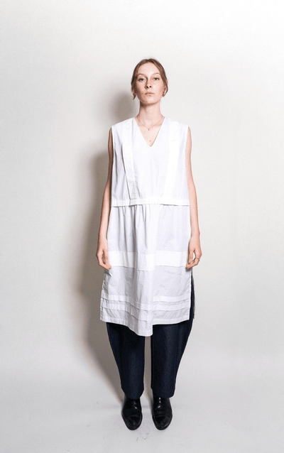 Tuck Dress in White