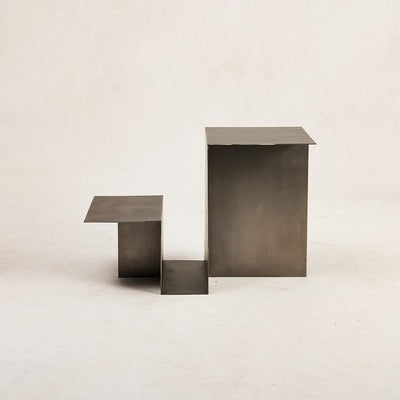 Modern minimalist Valley Side Table in brushed stainless steel