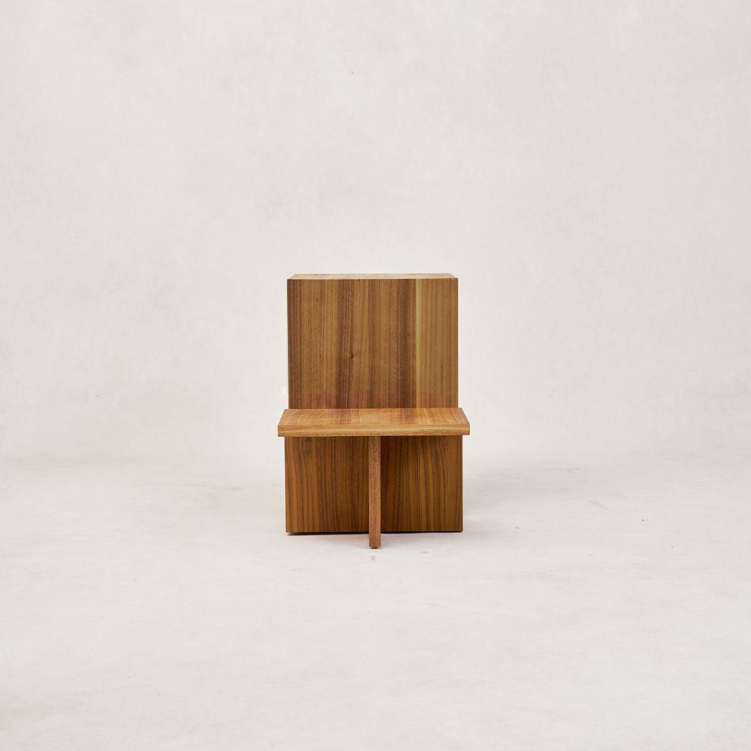 Minimalist walnut side table with organic modern design