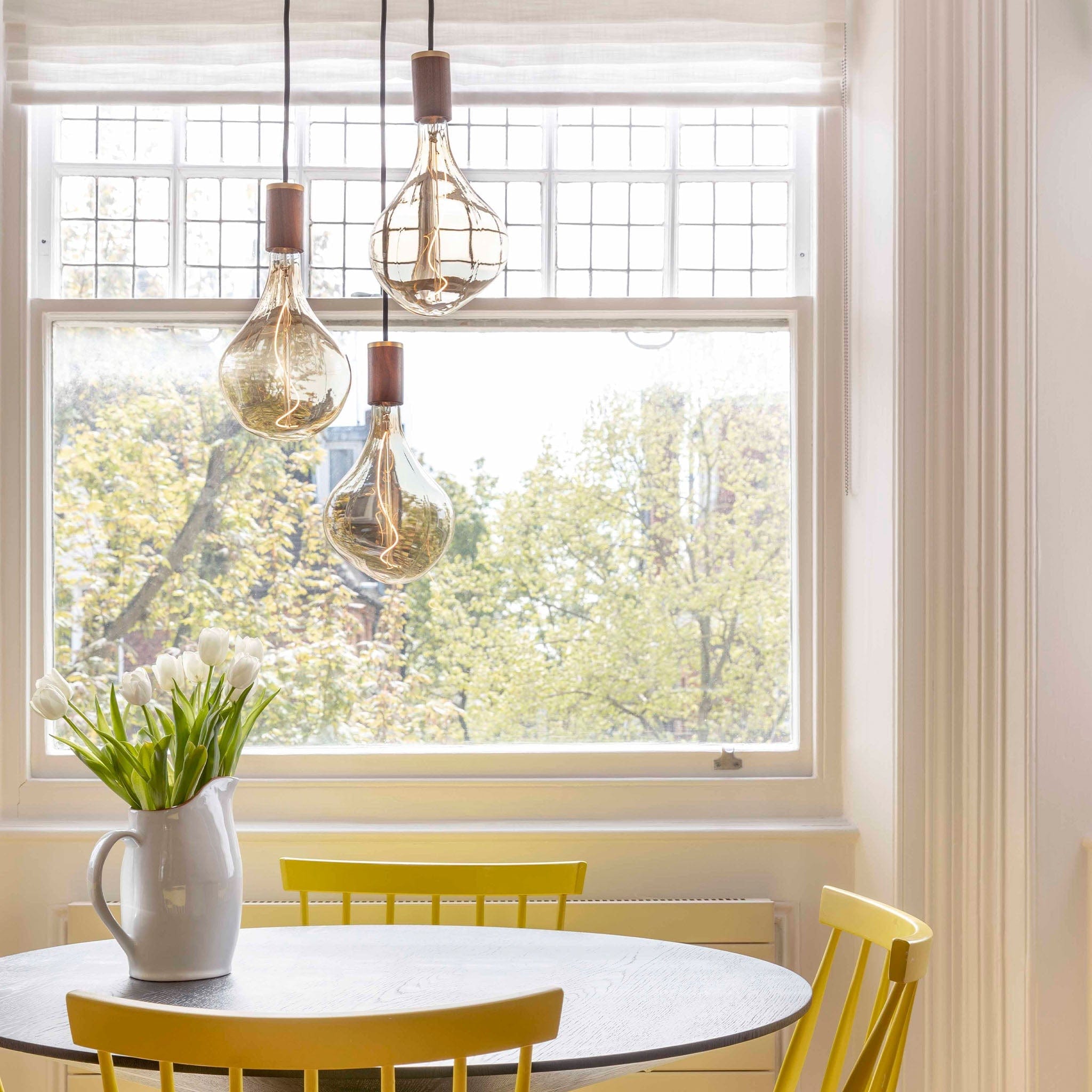 Triple Pendant in Walnut + Voronoi II - Black Canopy