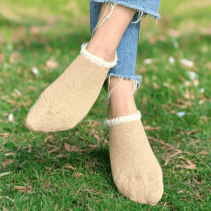 Organic Japanese Cotton Slipper Socks in Latte