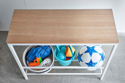 Entryway Storage Organizer & Bench (18" H)  - Steel + Wood