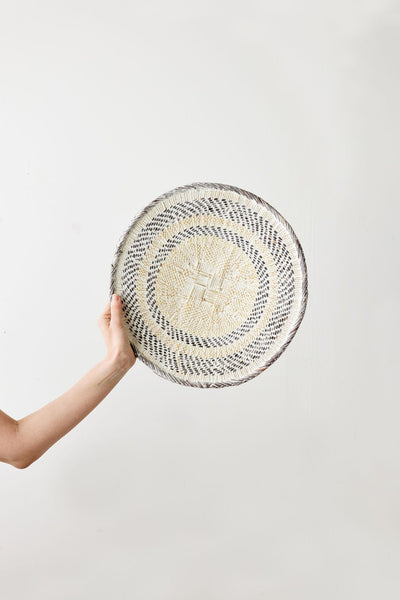 White Washed Handwoven Wall Basket