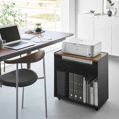 Mobile Hideaway Storage Cart (23" H) - Steel + Wood