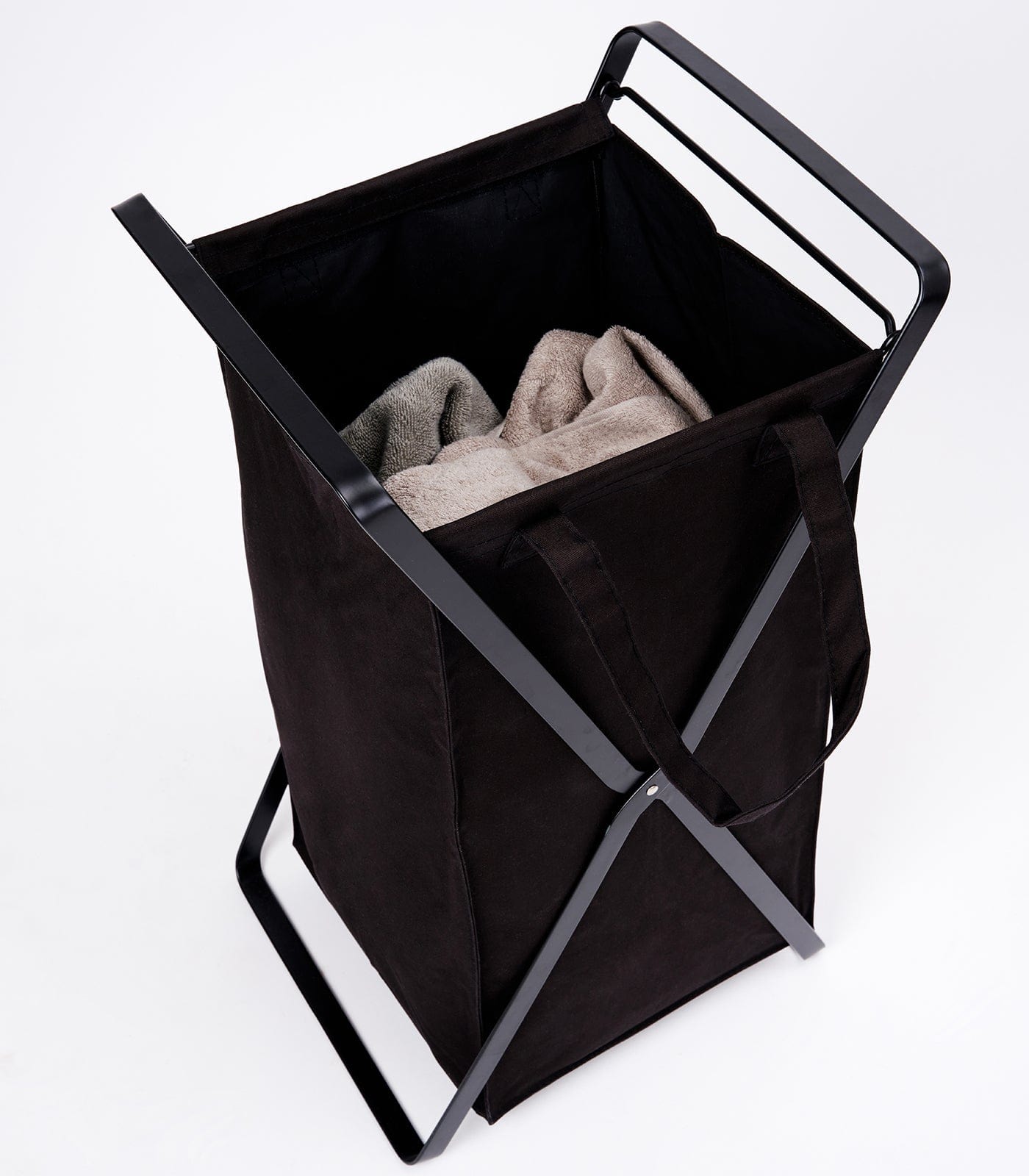 Laundry Hamper with Cotton Liner - Two Sizes - Steel + Cotton - Thumbnail 5