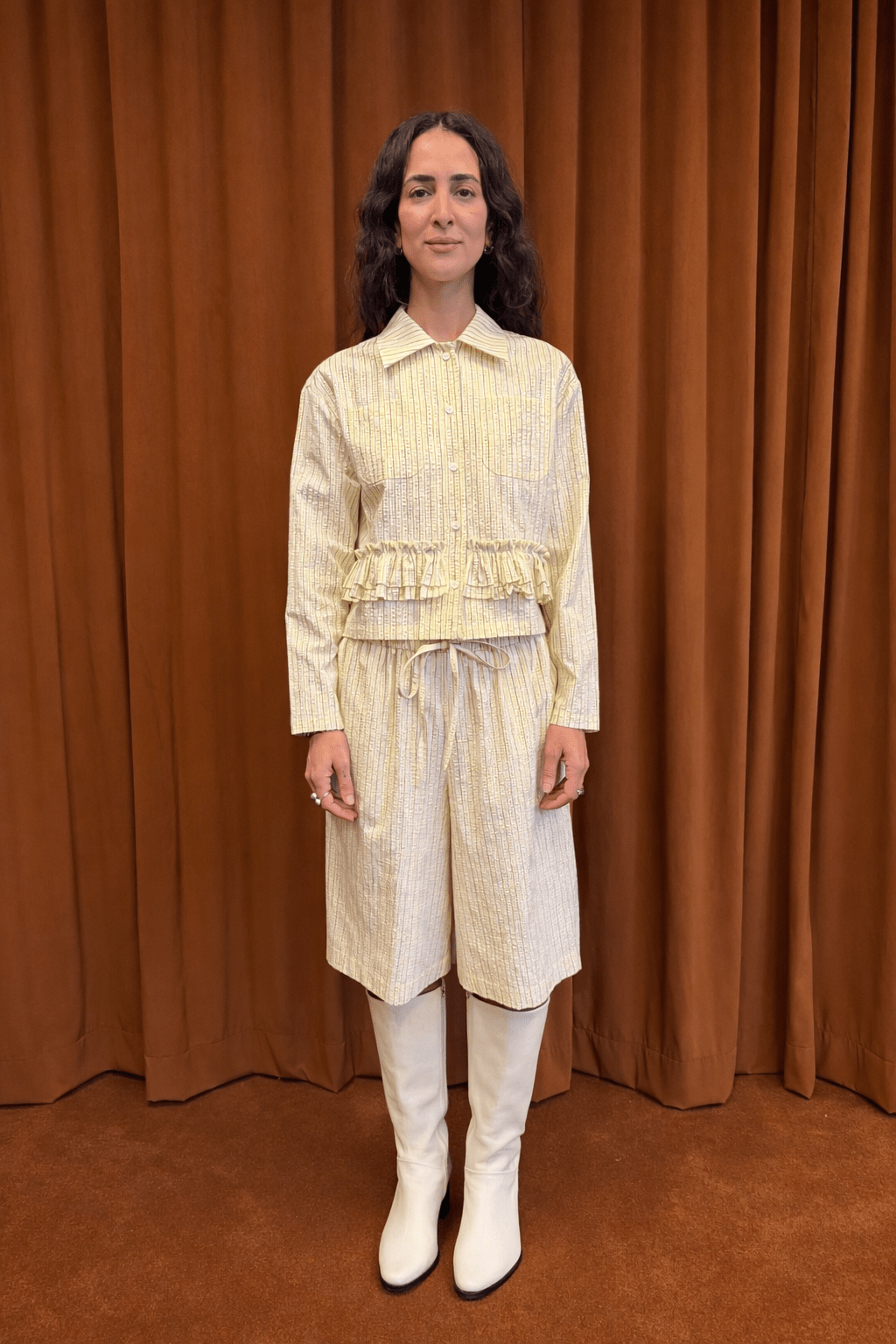 Yee Shirt in Seersucker Light Yellow Green