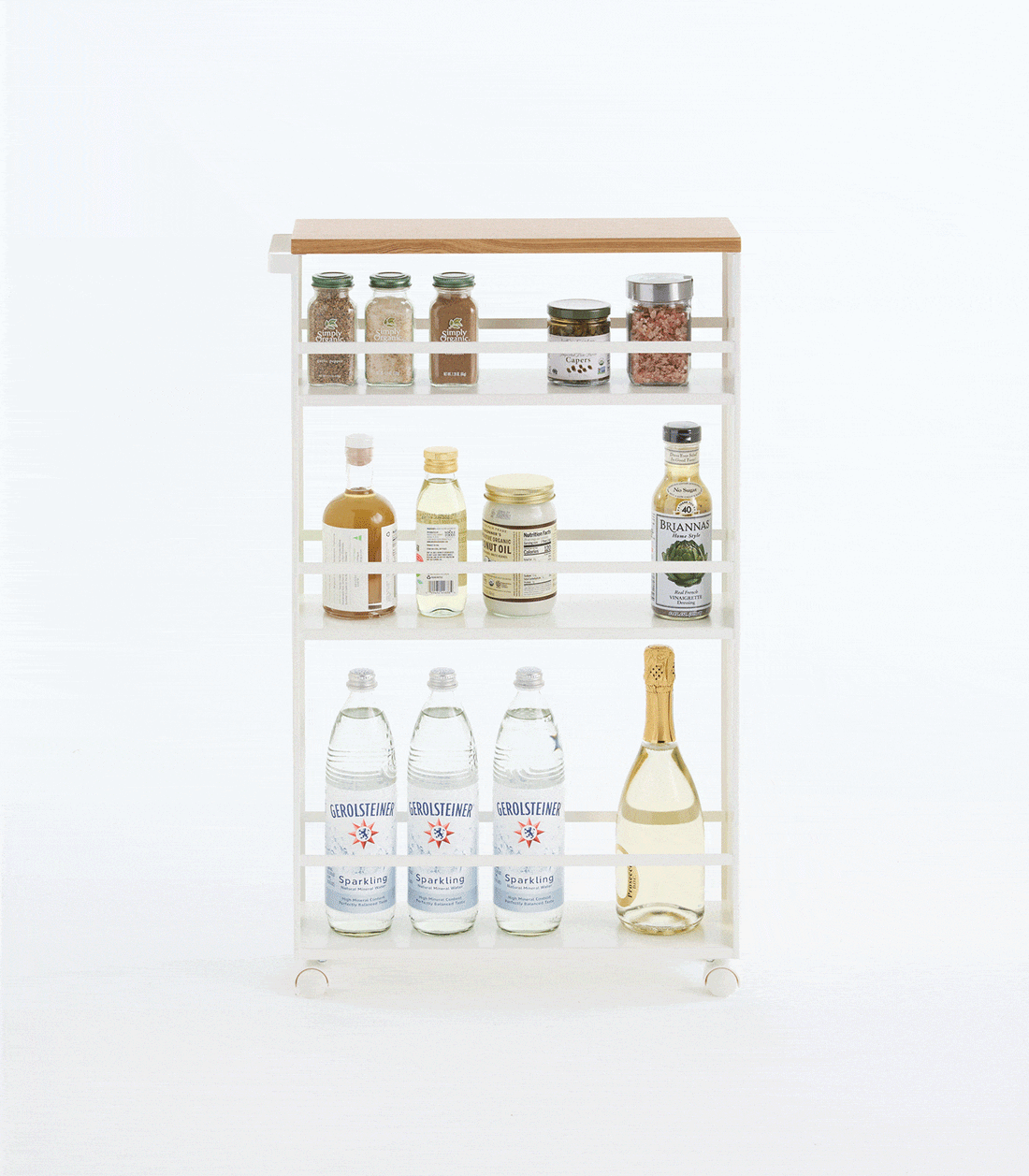 Slim Storage Cart (32&quot; H)  - Steel with kitchen supplies