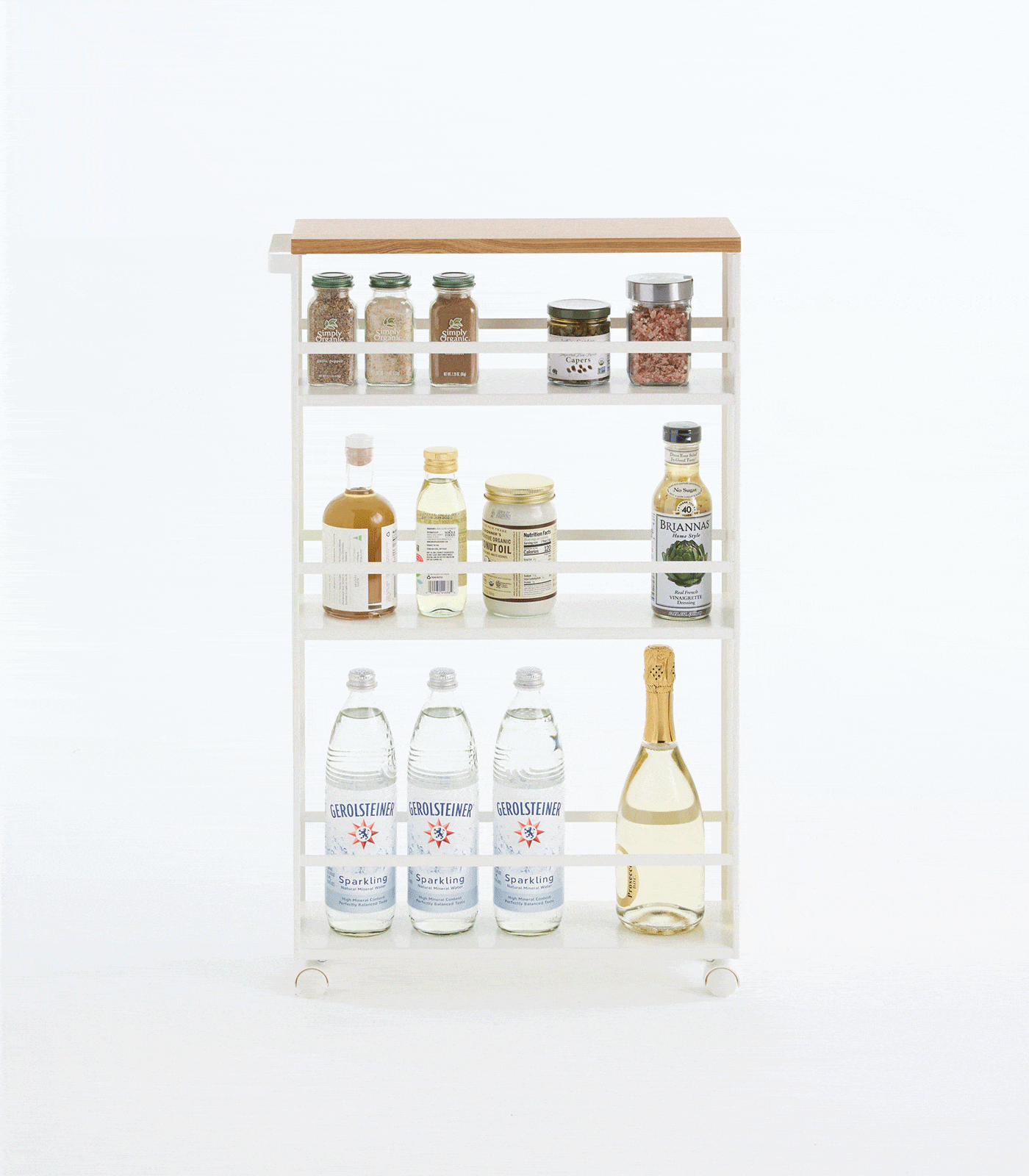 Slim Storage Cart (32&quot; H)  - Steel with kitchen supplies