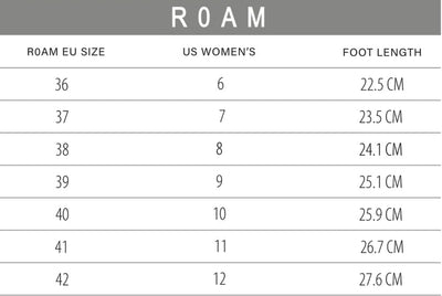 ROAM Sandals Size Chart
